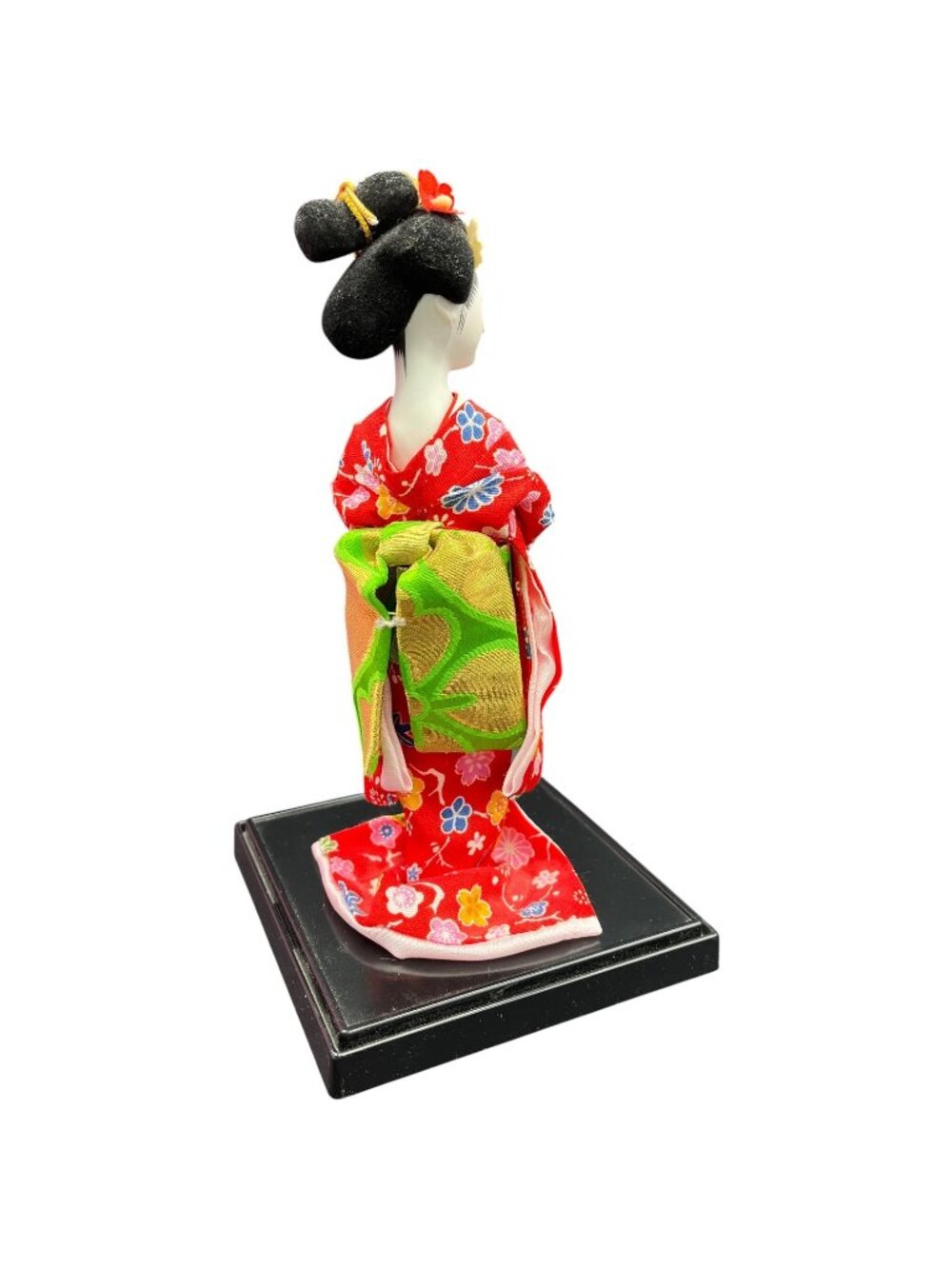 Vintage Japanese Geisha Doll Red Floral Kimono Figurine Japan - Picture 6 of 10